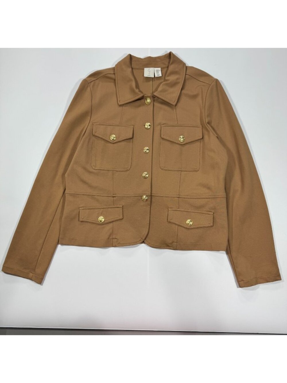 Joie Jacket Womens XL Brown Rayon Military Utility Pocket Cropped Safari